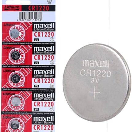 Maxell CR1220 Battery 3v Lithium Coin Cell - Pack of 5 Batteries